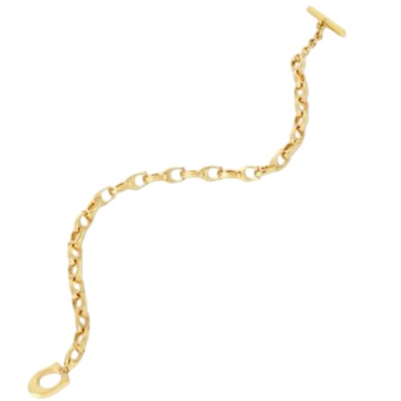 COACH Refined Gold-Tone Sculptured Signature C-Chain Link Toggle Bracelet New - Picture 1 of 8
